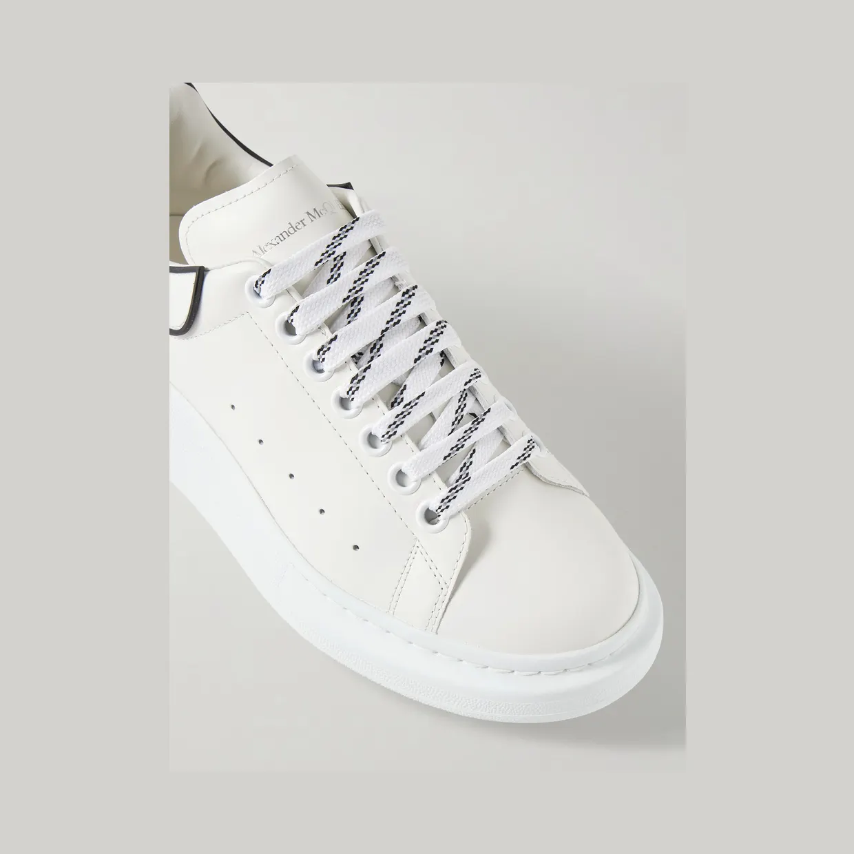 Mcqueen Exaggerated-Sole Rubber-Trimmed Leather Sneakers White (553680WWAAN) (5)