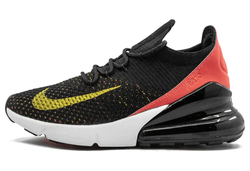 Nike Air Max 270 Flyknit Black Bright Crimson Yellow Strike (W)