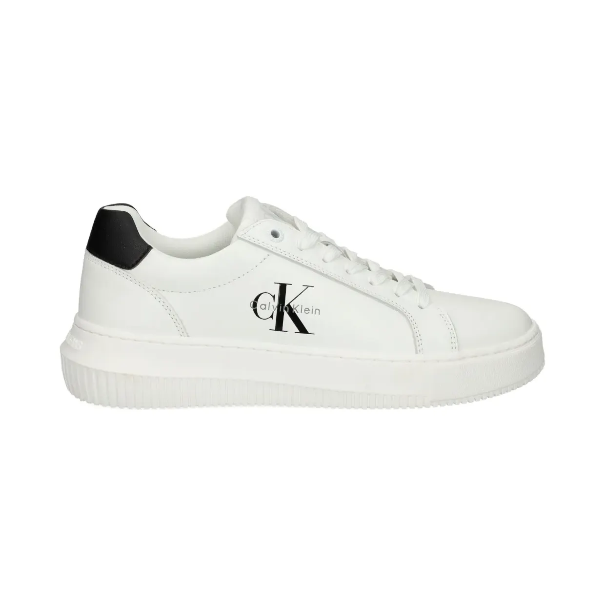 Calvin Klein Jeans Leren met logodetail “White” (YW0YW01872)