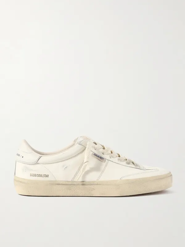 Golden Goose Soul-Star Distressed Leather Sneakers Off-white (GMF00464.F006932)