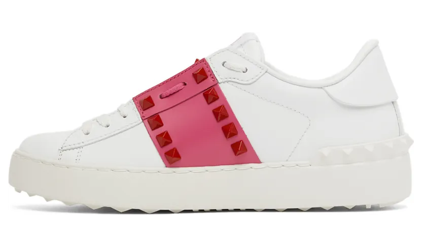 Valentino Garavani White & Pink Untitled Open Sneakers (XW2S0A01DNU) (3)