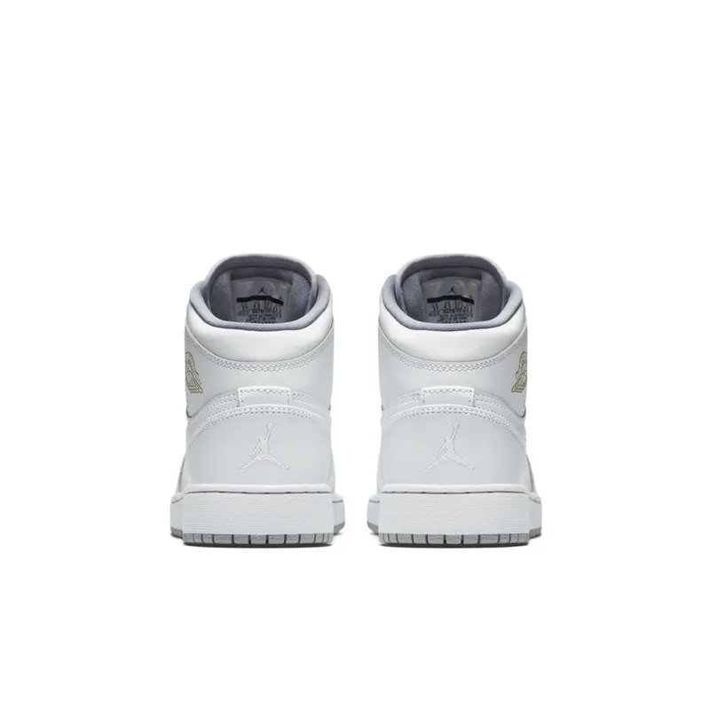 Jordan 1 Mid White (GS) White/White-Wolf Grey (554725-112)