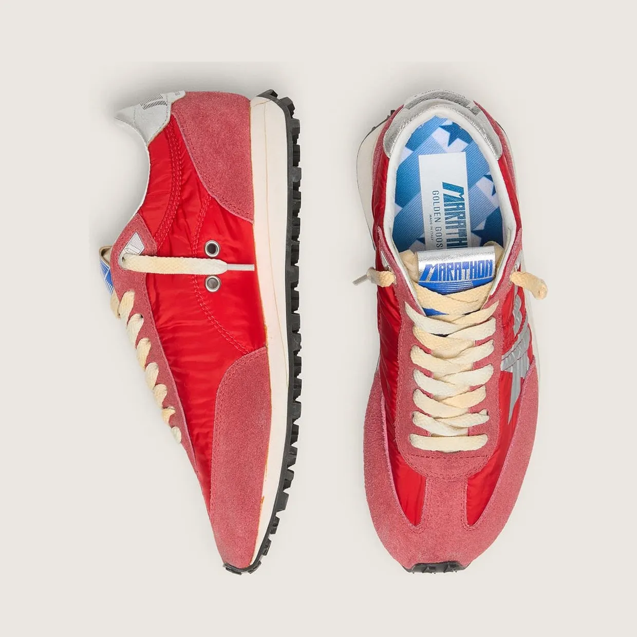 Golden Goose Men’S Marathon With Red Nylon Upper And Silver Star (GMF00683.F005492.40399) (4)