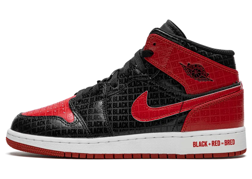 Air Jordan 1 Mid Bred Text (GS) (DM9650-001)