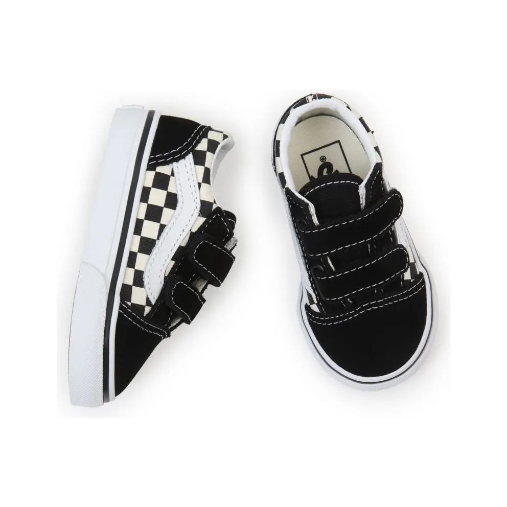 VANS Primary Check Old Skool Velcro Toddler Shoes Black (VN0A38JNP0S)