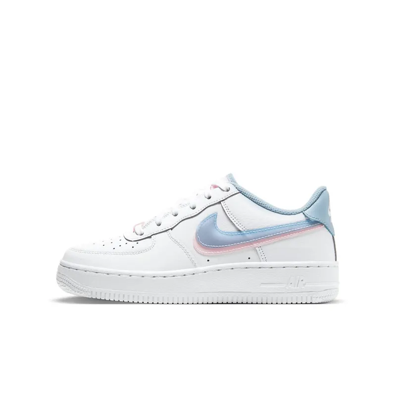Nike Air Force 1 LV8 GS “Double Swoosh – White / Blue / Pink” (CW1574-100)