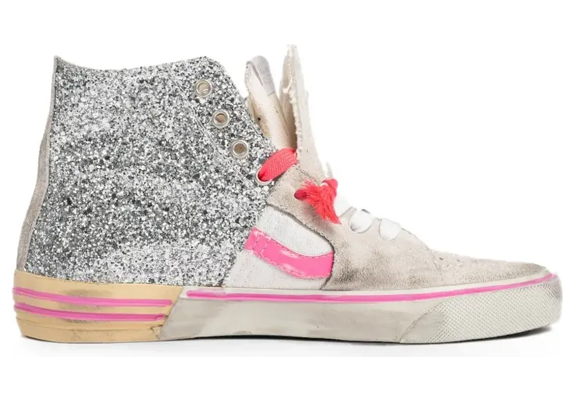 Paul Easterlin High-Top-Sneakers mit Glitter-Detail Nude (CS028GTSILVERWHITEFUCSHIA)