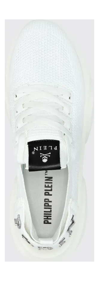 Philipp plein Low-Top Sneakers in Crochet Knit with Elasticated Ankle and Logo White (LABSUSC0098PTE003N0101) (3)