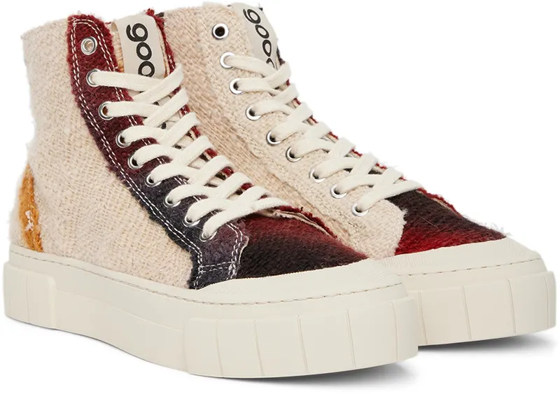 Good News Off-White & Burgundy Juice Sneakers (GNJUIC008)