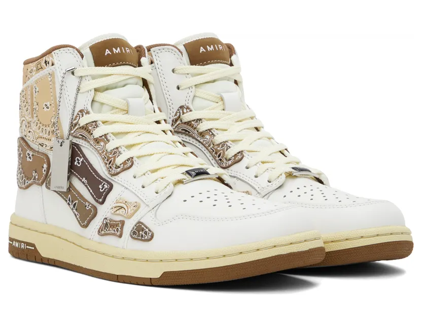 AMIRI White & Brown Skel Top Hi Sneakers (PF22MFS032-126) (4)