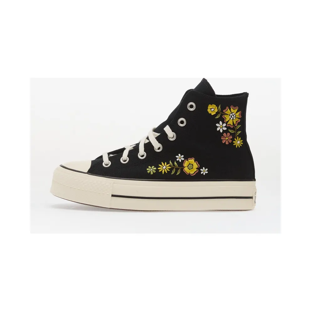 Chuck Taylor All Star Lift Embroidered Flowers – Converse Black/ Egret/ Bright Outlook (A16864C)