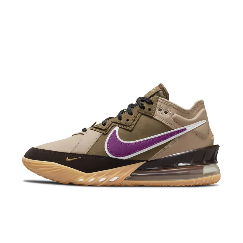LeBron 18 Low atmos Viotech – “Khaki / Viotech / Dark Mocha / Metallic Gold” (CW3153-200)