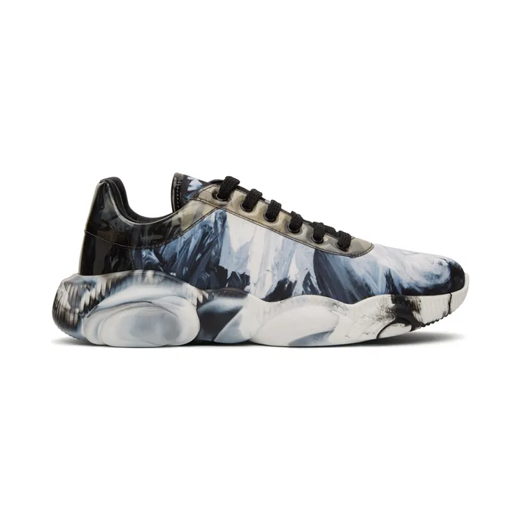 Moschino Blue & White Graphic Print Teddy Sneakers (MB15273G0D GS5)