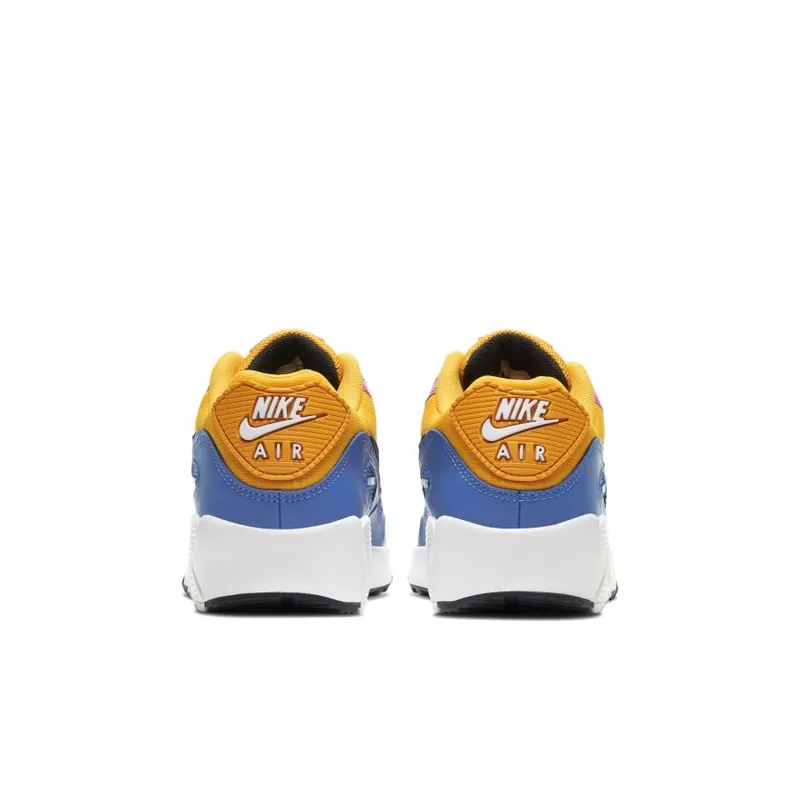 Nike Air Max 90 Leather Multi-Color (GS) University Gold/Battle Blue-White-Black (CD6864-700)