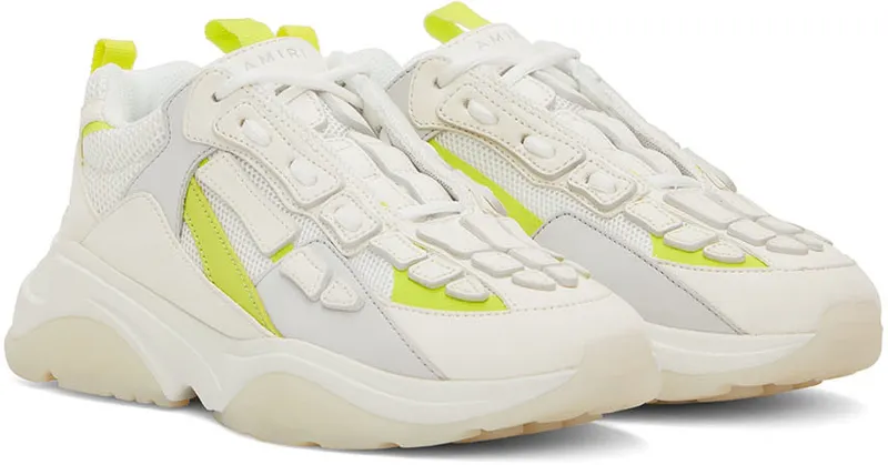 AMIRI White & Yellow Bone Runner Low-Top Sneakers (PF22MFS001-780)