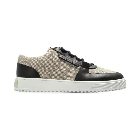 Emporio Armani Sneakers met monogram-print en vlakken – Beige (EM007326AF29506)
