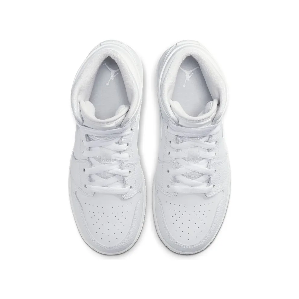 Nike Jordan 1 Mid Triple White (GS) White/White/White (554725-130)