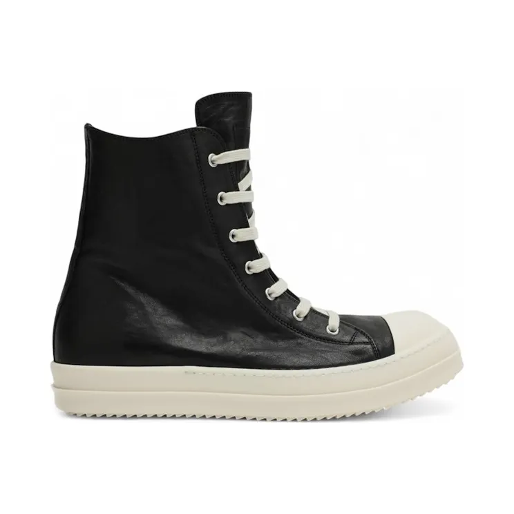Rick Owens Leather High Black Milk Waxy Lamb Leather (RU02E1890 LGY 911)