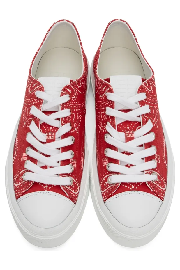 Givenchy Red & White Low City Sneakers (BH0050H0ZF) (5)