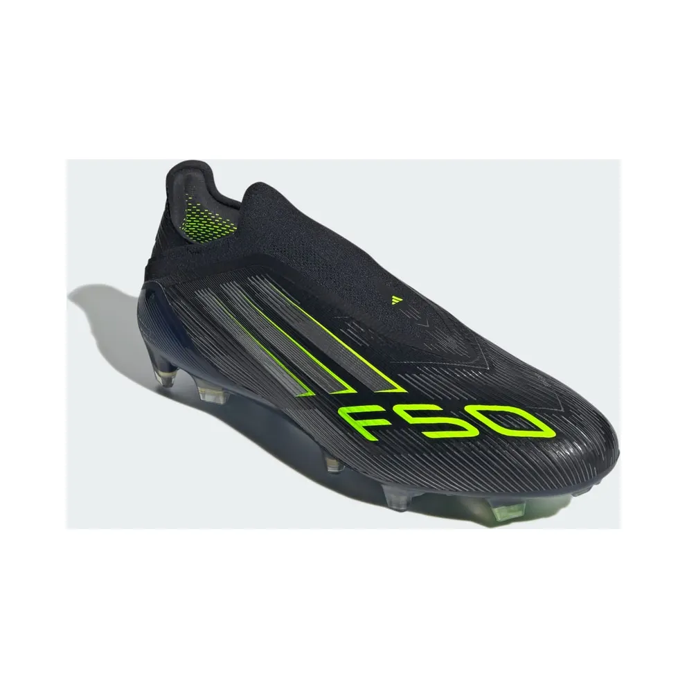 adidas F50 Elite Laceless Firm Ground Boots “Core Black / Iron Metallic / Lucid Lemon” (JH7629)