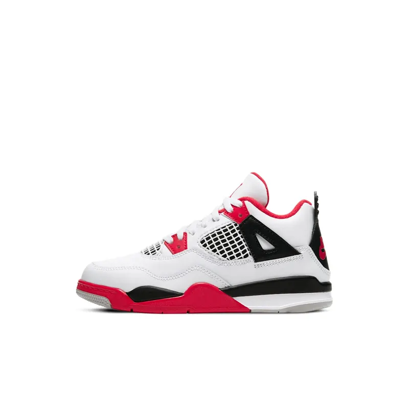 Jordan 4 Retro Fire Red 2020 (PS) White/Black-Tech Grey-Fire Red (BQ7669-160)