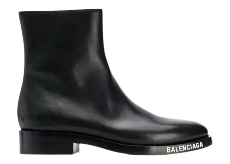 Balenciaga Leather Ankle Boot Black White Logo (590717WA7201000)