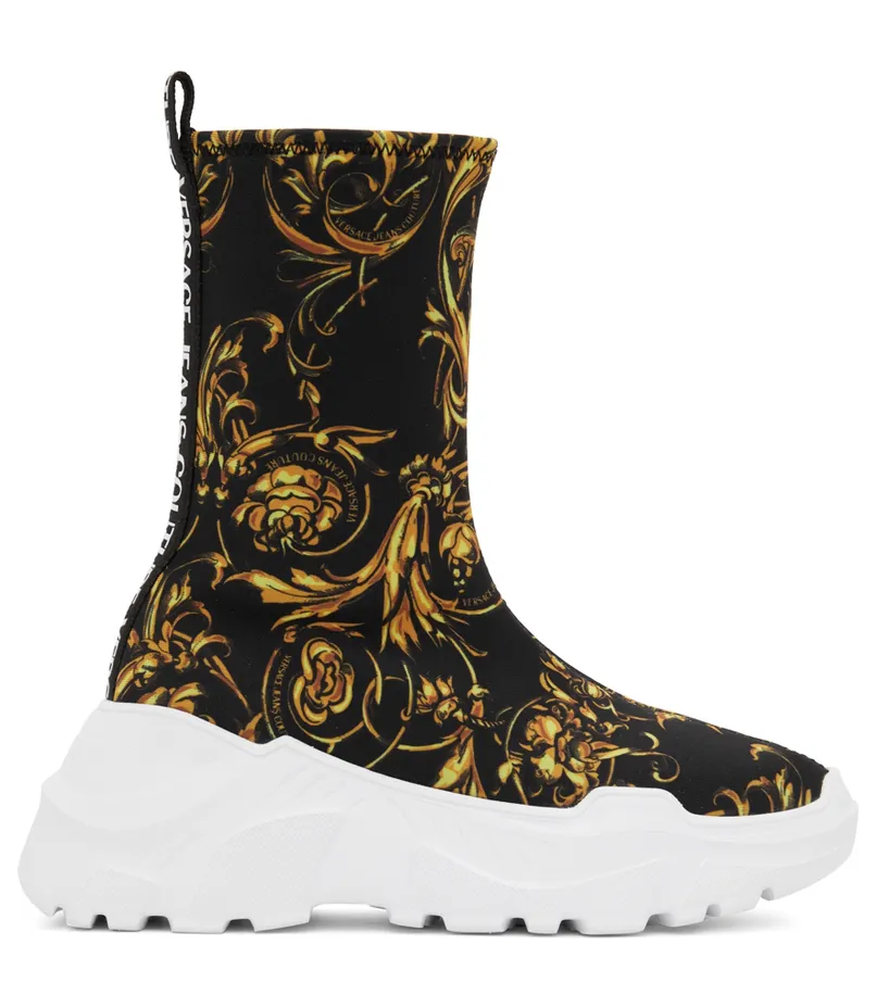 Versace Jeans Couture Black Barocco Speedtrack High-Top Sneakers (E72VA3SC9EZS033)