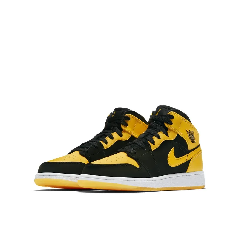 Jordan 1 Retro Mid New Love 2017 (GS) Black/Varsity Maize-White (554725-035)