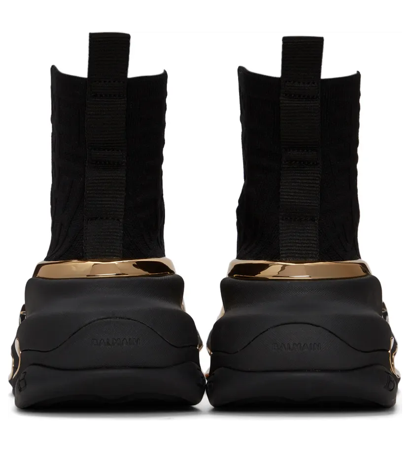 Balmain Black Knit Monogram B-Bold Sneakers (XN1VJ684TKMM) (4)