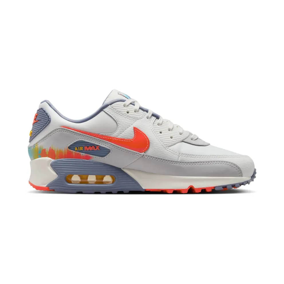 Nike Air Max 90 Premium “Summit White Ashen Slate Pure Platinum Bright Crimson” (HJ9147-121)