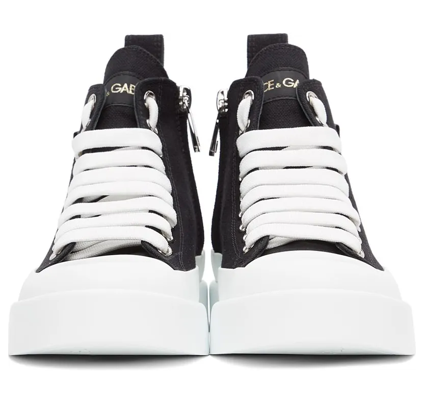 Dolce & Gabbana Black & White Canvas Portofino High 89690 Black/White (CK1887 AO522) (2)