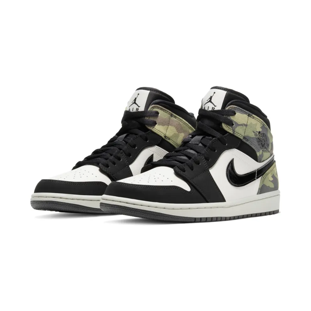 Jordan 1 Mid Camo (2020) Light Bone/Black (CW5490-001)