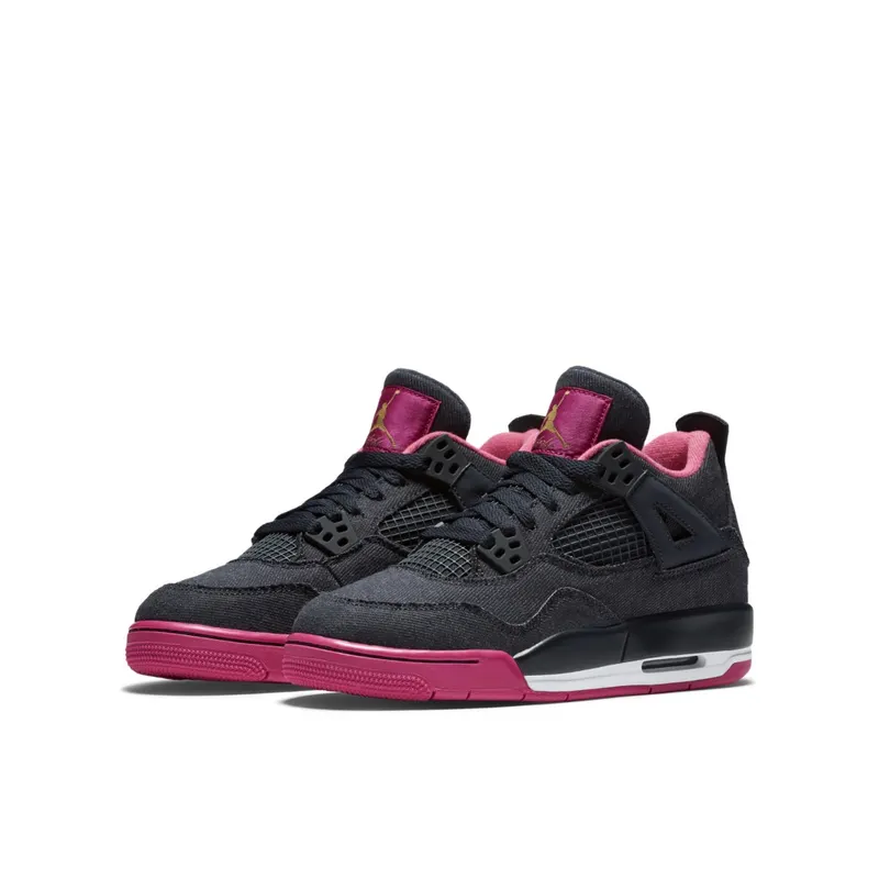 Jordan 4 Retro Denim (GS) Dark Obsidian/Vivid Pink-White-Metallic Gold (487724-408)