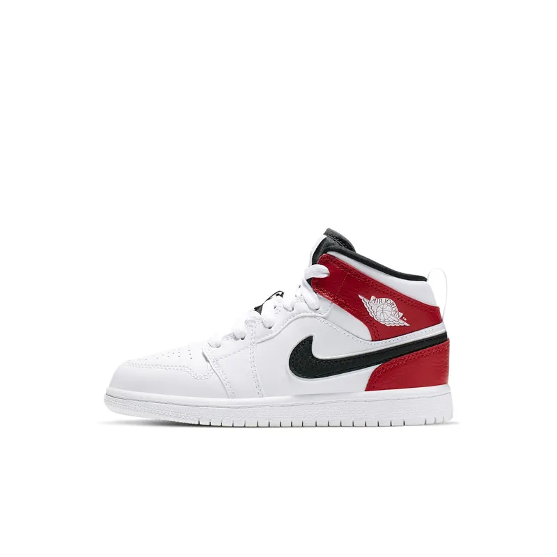 Jordan 1 Mid White Black Gym Red (PS) White/Black-Gym Red (640734-116)