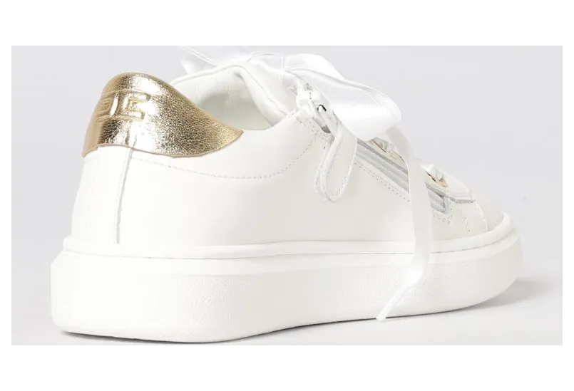 Elisabetta Franchi Leather Sneakers with Rhinestone Logo White (F4A9E05040092B093) (2)