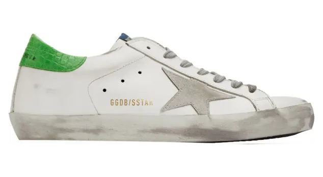 Golden Goose White and Green Superstar Sneakers (GMF00101.F000362.1028)