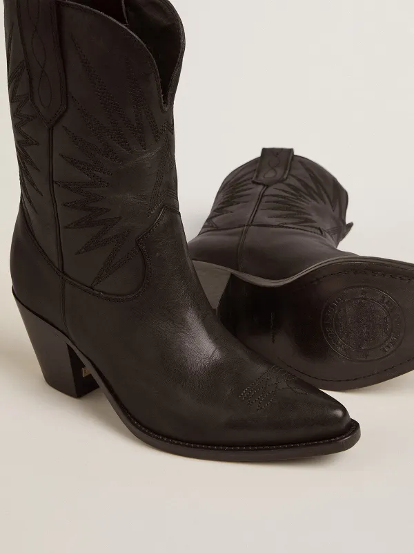 Golden Goose Low Wish Star Boots In Black Leather With Tone-On-Tone Inlay Star (GWF00780.F006290.90100) (4)