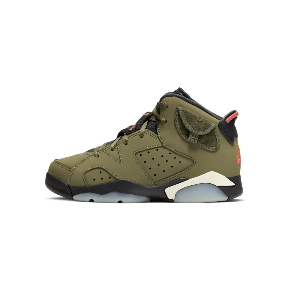 Jordan 6 Retro Travis Scott (PS) Medium Olive/Black-Sail-University Red (CQ3565-200)