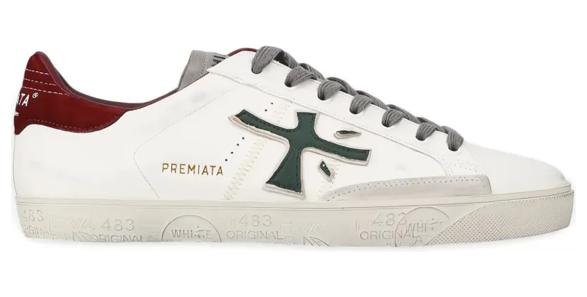 Premiata Steven leren sneakers verfraaid met logo – Wit (STEVEN7631)