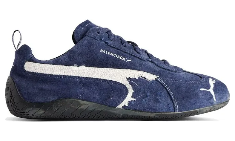 Balenciaga x Puma Speedcat Suede Distressed Navy White (847146 WSDSD 4191)