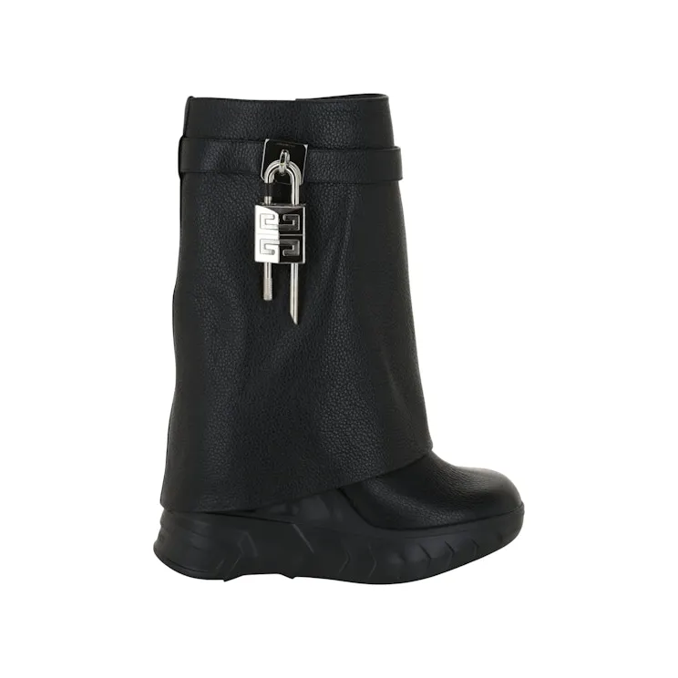 Givenchy Shark Lock Biker Ankle Boots Black Grain Leather (BE603S-E1AZ-001)
