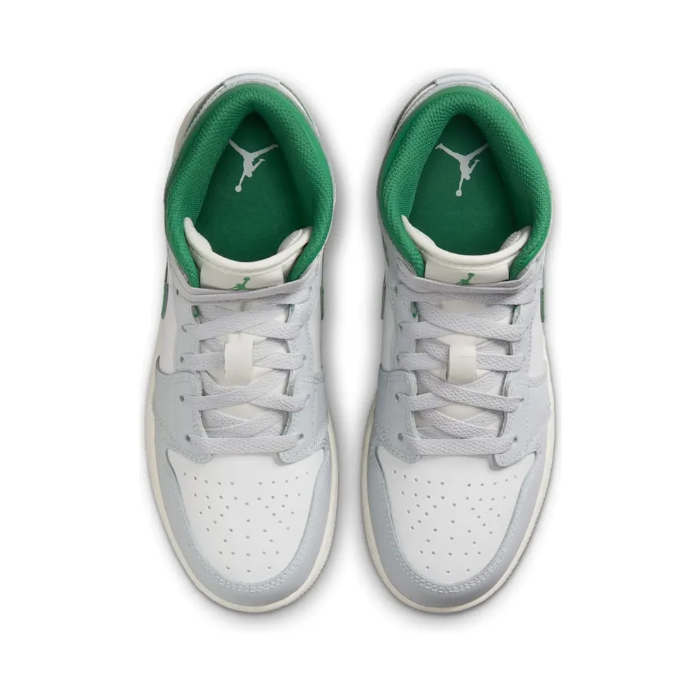 Jordan 1 Mid GS “White Pure Platinum Pine Green” (DQ8423-142)