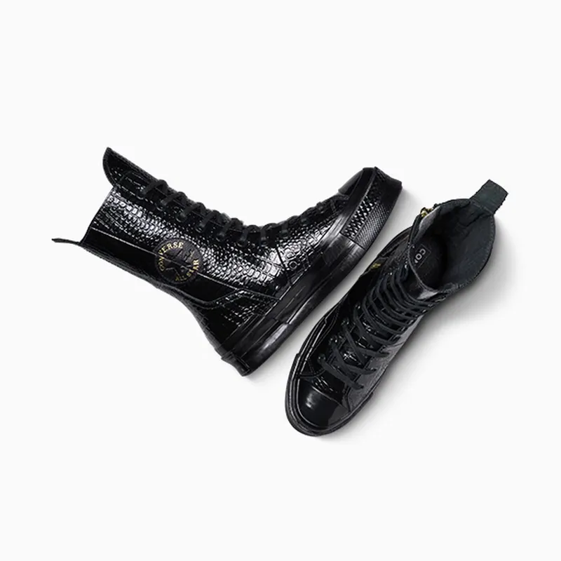 Converse Chuck 70 Plus XHi Leather Black/Black/Light Gold (A09381C)