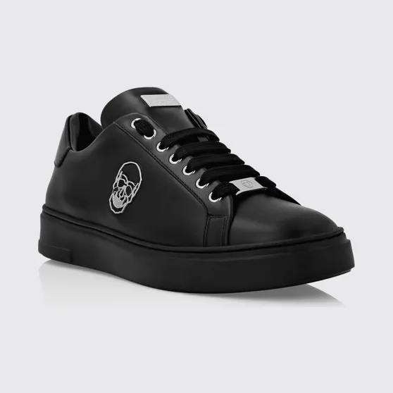 Philipp plein Skull Print Smooth Leather Low-Top Sneakers Black (LADSUSC0789PLE005N0202)