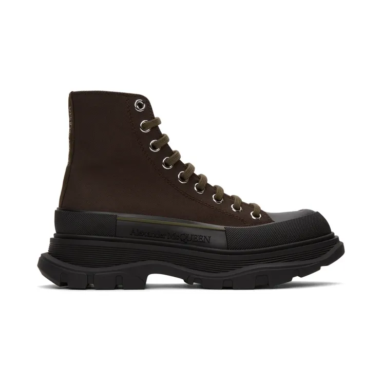 Alexander McQueen Khaki Tread Slick High Sneakers (604254W4L51)