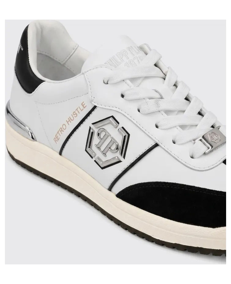 Philipp plein Retro Hustle Leather Sneakers with Hexagon Logo White 1 (AAFSUSC1062PLE022N0102) (2)
