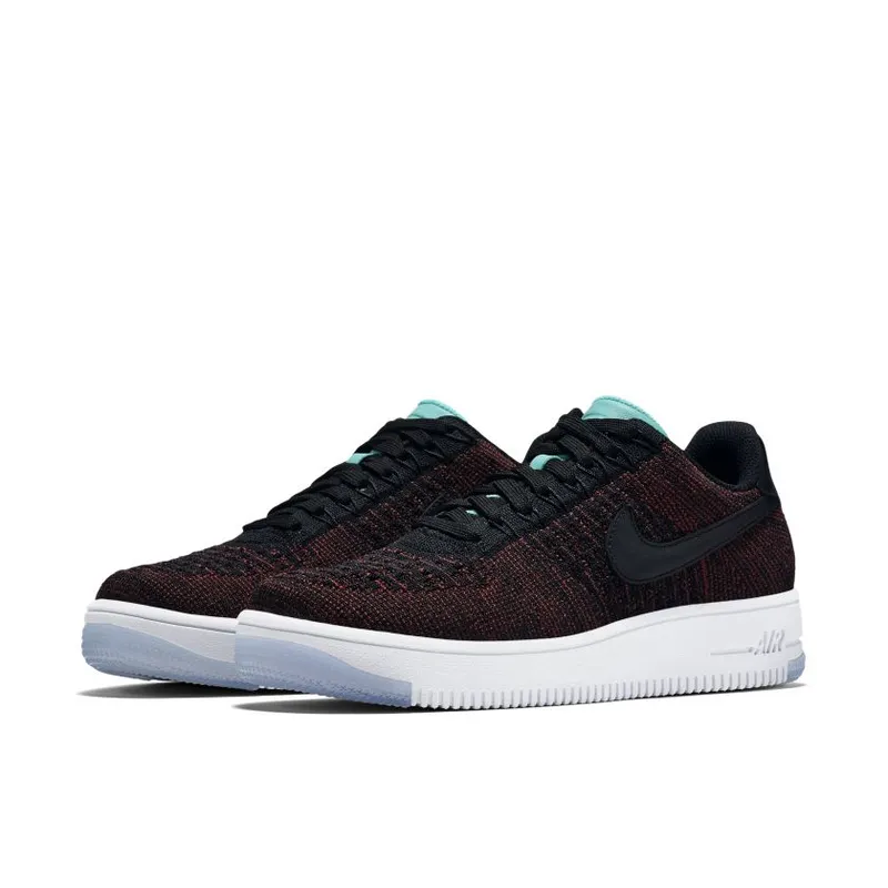 Nike Af1 Flyknit Low Black Black Team Red (W) (820256-002)