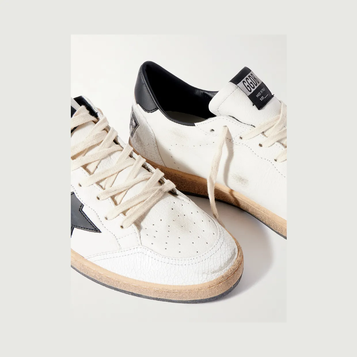 Golden Goose Ball Star Distressed Leather Sneakers White (GMF00117.F003771) (5)