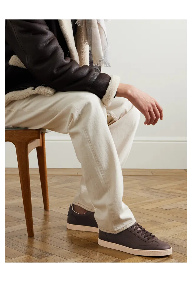 Brunello Cucinelli Coda di Rondine Leather Sneakers Brown (MZUAGOJ336) (2)