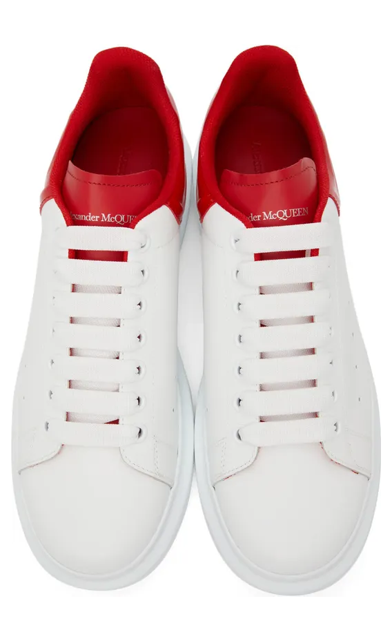 Alexander McQueen White & Red Patent Oversized Sneakers (682399WIB92) (5)